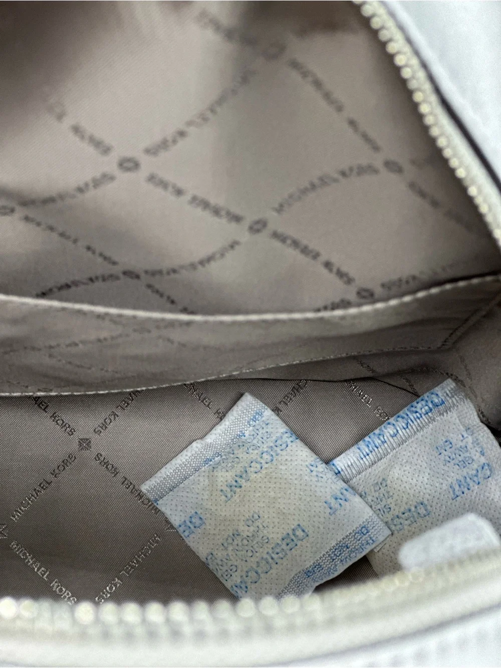Michael Kors White Logo Print Mini Backpack with Multicolor Figures